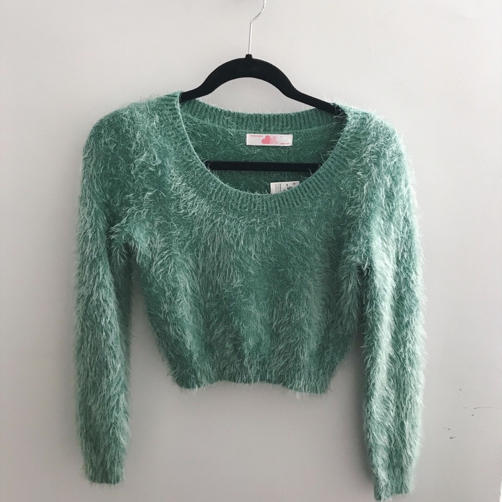 Fuzzy mint green American Apparel sweater (NEW)